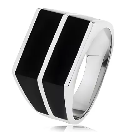 Stříbrný prsten pro muže dva černé pruhy