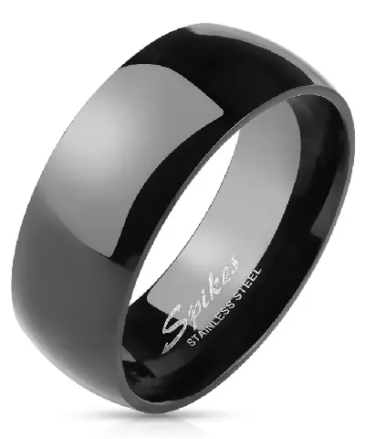 Symbol síly a odvahy - pánský černý lesklý ocelový prsten s hladkým povrchem