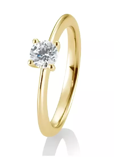 Luxusní zlatý zásnubní prsten s velkým kulatým diamantem