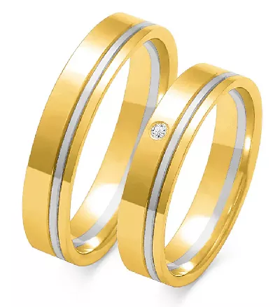 Dámský snubní prsten ze žlutého a bílého zlata