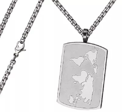 Pánský ocelový náhrdelník Známka s mapou