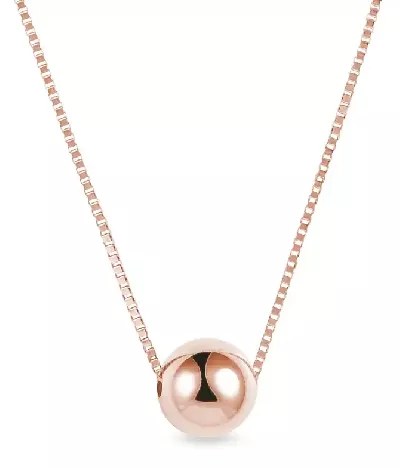 Dámský minimalistický náhrdelník - řetízek s kuličkou z růžového zlata