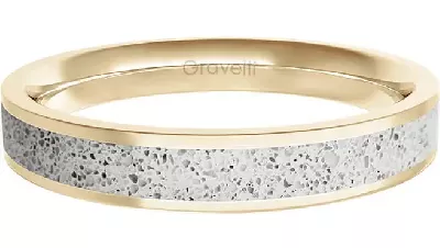 Pozlacený ocelový snubní prsten Gravelli s betonem