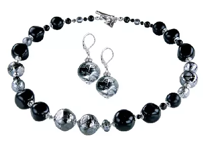 Luxusní set náhrdelníku a náušnic Diamond Shine z perel Lampglas