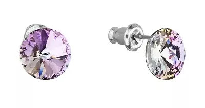 Náušnice bižuterie na ples s fialovými krystaly  Swarovski