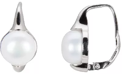Stříbrné rhodiované náušnice s pravými bílými perlami
